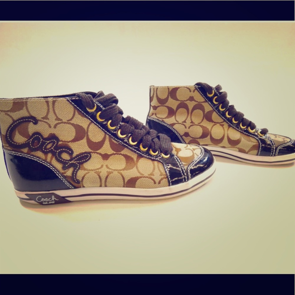 Coach Shoes High Top Sig Monogram Print Authentic
